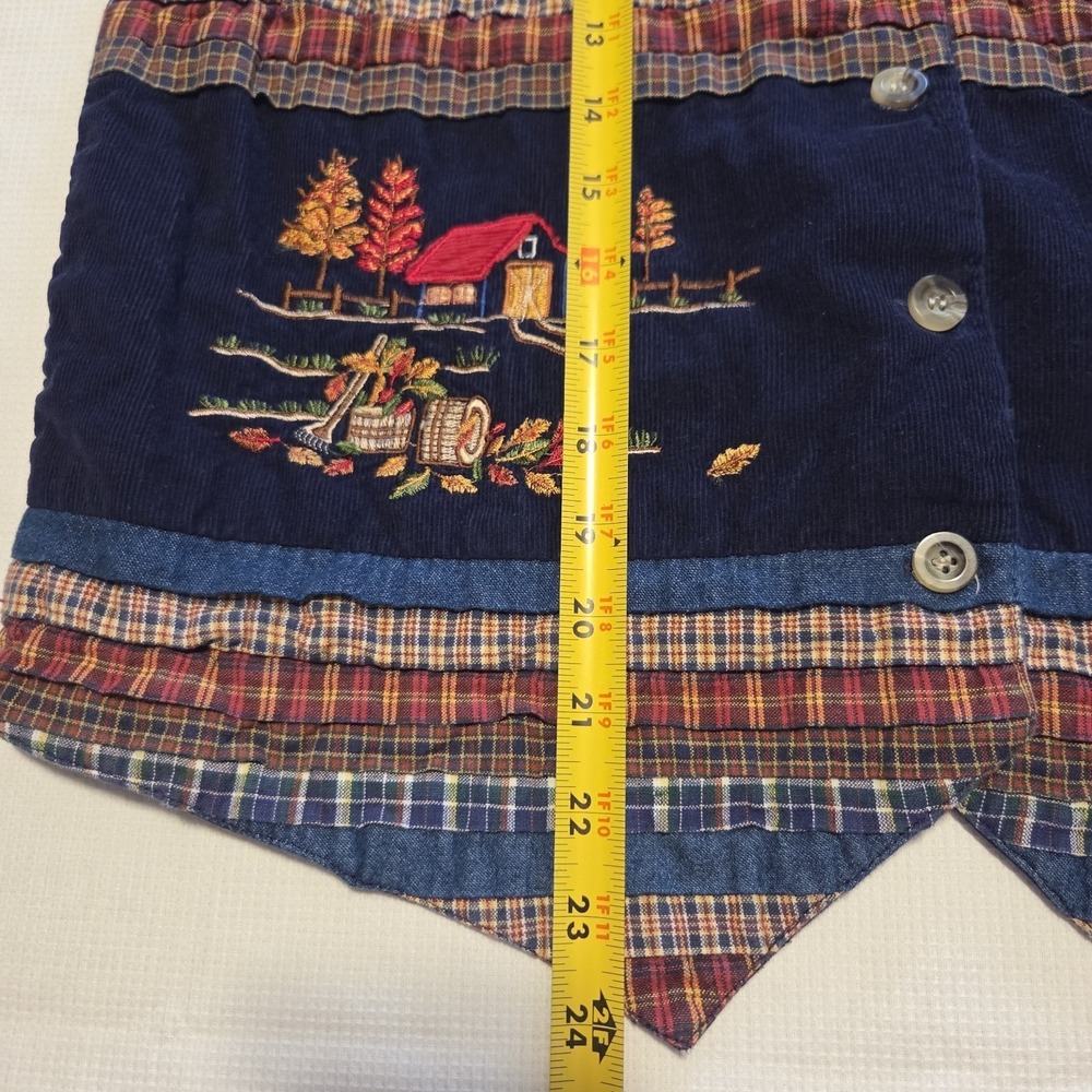 Vintage Autumn Casey & Max Plaid Vest with Embroidered Leaves Women's Large - Picture 6 of 6